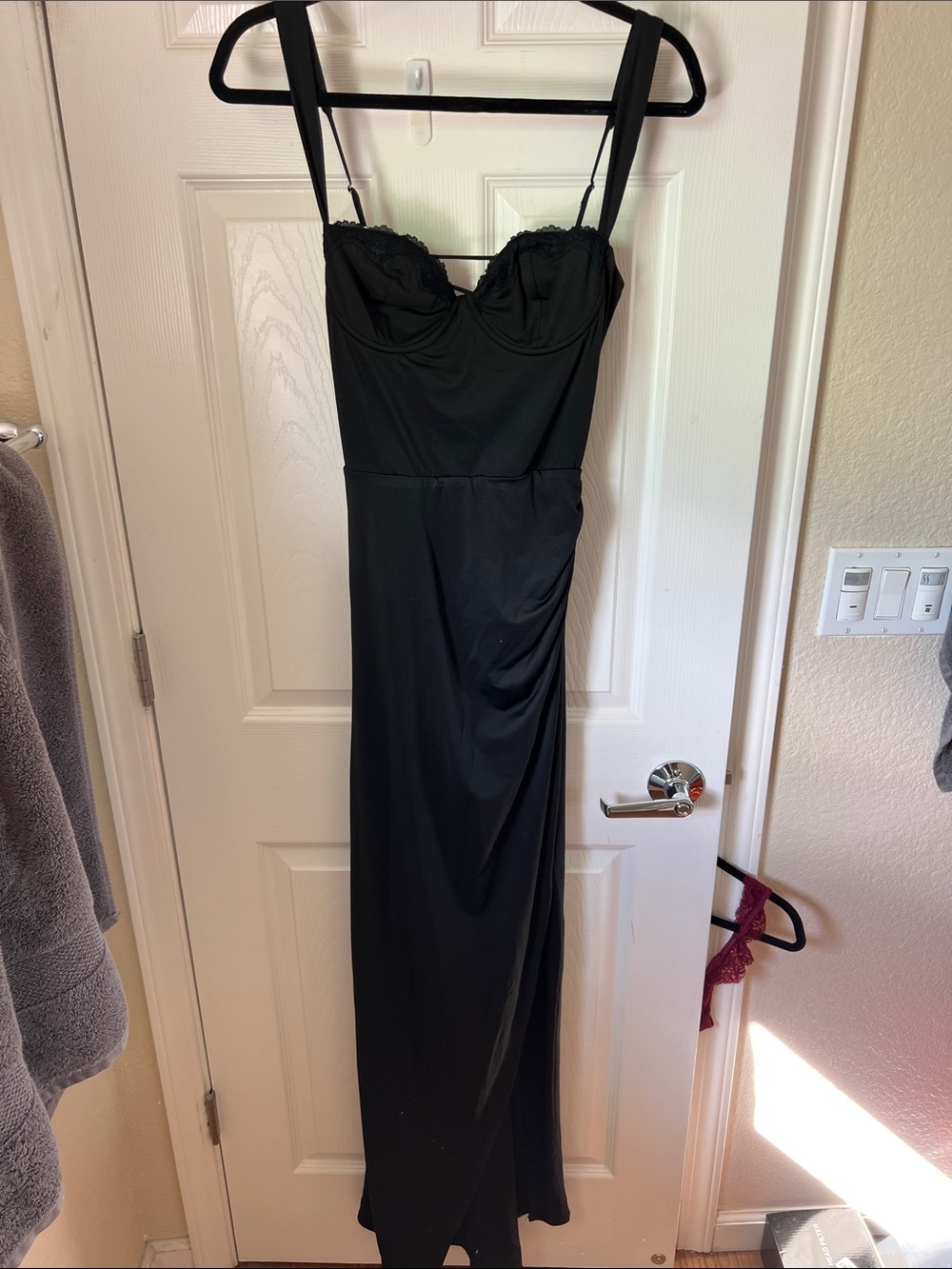 Lulu's Black Lace-Trim Maxi Slip Dress